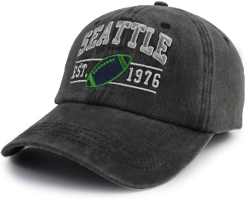 Terojnkl Embroidered City Football Hat for Men Women, Adjustable Unisex Cotton Fans Baseball Cap - Image 2